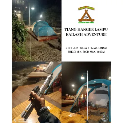 Hanging Lamp Holder Tiang Lampu Jepit Meja Camping Murah Fungsional Spesifikasi baru dengan pipa lebih tebal