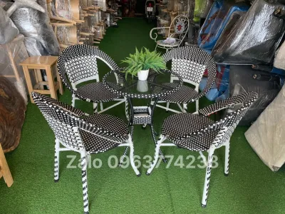 Bàn ghế mây nhựa cafe ngoài trời sân vườn giá rẻ