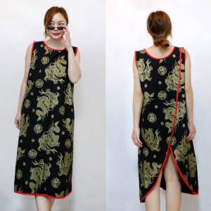 เดรสตรุษจีนทรงไขว้ใส่ได้2แบบ