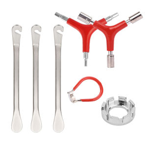 Durable Metal Bike Repair Tool Kit 3Pcs Tire Levers Y Hex Wrench Spoke Wrench Chain Hook Wheel Remover for Mountain Road Bicycle