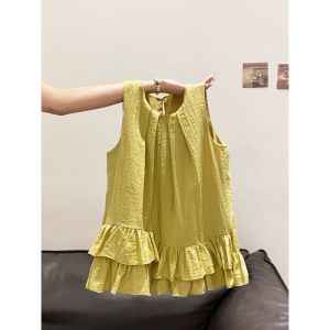 LUOSHAO | Áo Măng Tô Elegent và Chic Trắng Không Tay Dáng Suông