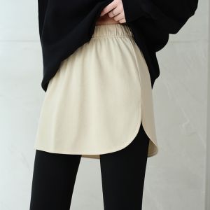 Miiow | Womens High Waist A-Line Short Skirt High Waist Design Faux Leather Inner Wear Overalls Butt Covering Skirt 2024 New Style