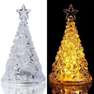 Transparent Crystal Lamp Christmas Tree Night Light Ornaments LED Lamps Lantern for Home New Year Xmas Party Decoration