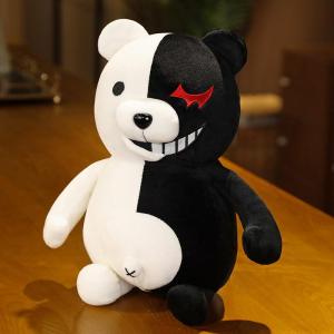 Secondary Yuan Danganronpa Peripheral Black and White Bear Pillow Stuffed Toy Desperate College Halloween Toy Doll