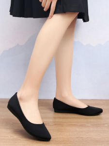 White Collar Stewardess Plaid Soft Bottom Old Beijing Cloth Shoes Long Standing Not Tired Feet Womens Beef Tendon Bottom Shoes Black Work Shoes