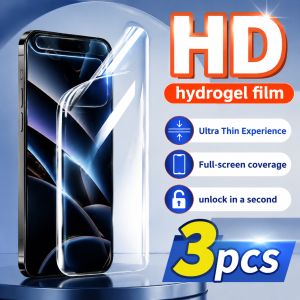 3Pcs Ultra Clear Hydrogel Film for IPhone 17 16 15 14 Pro Max Air 15 16 Plus Screen Protector for IPhone 13 12 11 Pro Mini XR XS