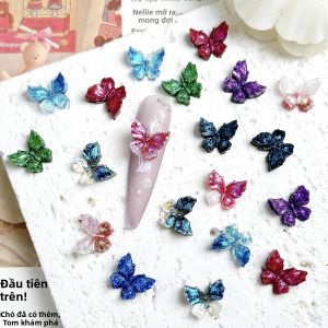 20 Chiếc Mặt Dây Trang Trí Móng Tay Hình Bướm Nhựa Nhũ Lấp Lánh Trong Suốt Phát Sáng Tự Làm Trang Trí Tóc Móng Tay Nghệ Thuật Acrylic Mới Lạ
