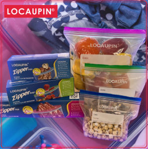Locaupin Double Zipper Reusable Food Plastic Storage Bags Keep Fresh For Meat Vegetable Fruit Snack