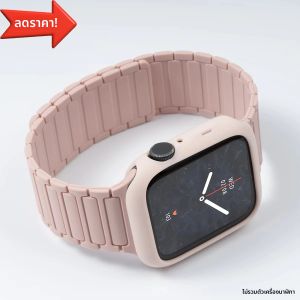 สายคล้องแม่เหล็ก + เคสซิลิโคนสําหรับ Apple Watch Band Ultra 2 49 มม.46 มม.45 มม.44 มม.42 มม.41 มม.40 มม.TPU ฝาครอบ Iwatch 10 9 8 7 6 SE 5 4
