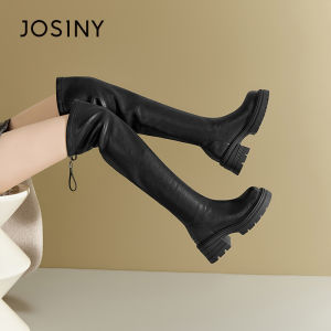 Josiny | New Autumn Winter Stylish Black Heeled Over Knee Boot Elastic