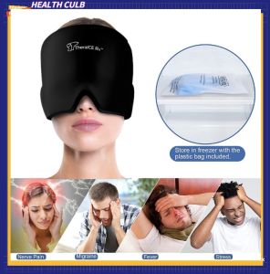 Ice Headache / Migraine Relief Hat Cold Therapy Migraine Relief Mask Comfortable & Strechable Ice Pack Eye Mask for Puffy Eyes