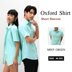 THE ROOMS - เดอะรูม เสื้อเชิ้ต คอปก สีเขียวมิ้นท์ Oxford แขนสั้น รีดง่าย ใส่สบาย