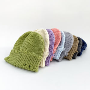 1PC autumn and winter knitted hat fashionable elastic hat with holes suitable for adults and teenage students