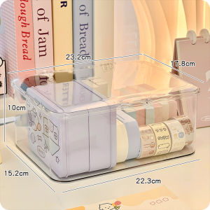 Simple Desktop Organizer Box Rectangular Plastic Covered Dustproof Cute Butterfly Bow Tie Storage Box for Stationery And Miscellaneous Items