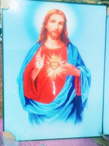 TWIN HEARTS OF JESUS AND MARY TEMPERED GLASS SET SIZES 23 X 30 inches each or 46 X 30 inches all 1 SET