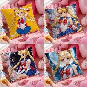 Bandai | Sailor Moon Sailor Mars Anime Plush Pillow Cover Soft Short Plush Cushion Cover For Sofa Bedroom Home Decor Gift Decoration