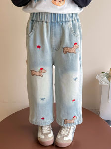 Fashionable Wide Leg Denim Pants for Baby Girls Spring Autumn New Style Childrens Jeans Trendy Long Trousers Korean Version