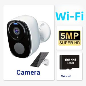 Camera An Ninh Năng Lượng Mặt Trời 5MP Không Dây 2.4G/5G WiFi Ngoài Trời Tầm Nhìn Ban Đêm Màu Sắc Chạy Bằng Pin Phát Hiện Chuyển Động PIR Chống Nước Âm Thanh Hai Chiều Hỗ Trợ Alexa
