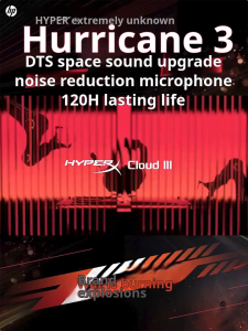 (จัดส่งรวดเร็ว)Hyper Hurricane 3 Wired and Wireless Headset microphone for gaming