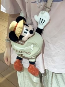 Cute Mickey Camping Travel Crossbody Bag Trendy Single Shoulder Handbag Dumpling Shape Medium Size Polyester Material