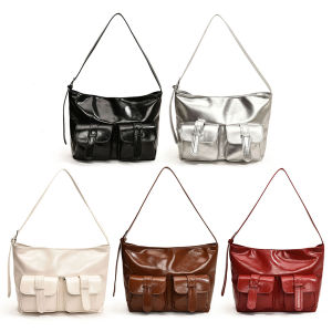 [Hàng Mới Về] Túi Nách Nhiều Túi túi đeo vai da PU cho nữ dây đeo điều chỉnh được Túi hobo Túi Solid Tote cho du lịch làm việc