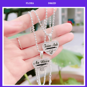 [1-2 NGÀY] FLORA 0462D - [Có bán lẻ] Dây chuyền bạc ta hình trái tim khắc theo yêu cầu dành cho bé gái