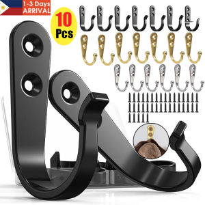 10pcs Stainless Steel Hook Wall Hook Holder with Screws Bathroom Kitchen Heavy Hanging Hook Mug Cup Utensils Kitchen Hook Wall Mounted Coat Hooks