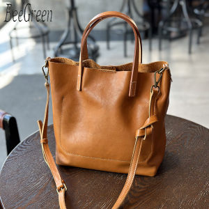 BeeGreen Women Soft Real Leather Tote Bag High Quality Elegant Commuter Shoulder Bag Minimalist Handbag with Detachable inner bag