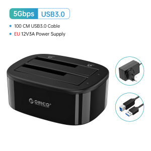 ORICO | ORICO Dual Bay HDD Docking Station USB 3.0 USB C for 2.5/3.5 Inch SATA Hard Drives Tool-Free for PC with 12V/3A Power Adapter