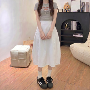 AIYITI | Retro Popular Unique Plus Size Khaki Blossom Style A-Line Skirt