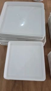 Lẻ 1 Đĩa Lót Chậu Cây Hình Vuông Màu Trắng (Nhiều Size Để Chọn)