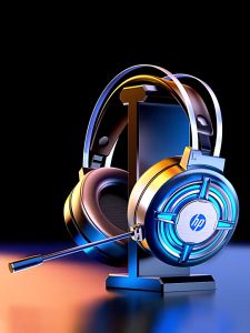 HP H120 Gaming Headset Heavy Bass Cold Light PC headset with omnidirectional folding noise-cancelling microphone