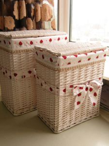 Large Home Wicker Clothes Hamper Basket with Lid Bathroom Bathing Basket Willow Woven Dirty Clothes Storage Basket