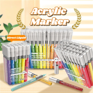 48/36/24Colors Acrylic Marker Large Capacity Ink Straight Liquid Marker Soft Head Art Supplies Card Making DIY Craft Supplies Gift