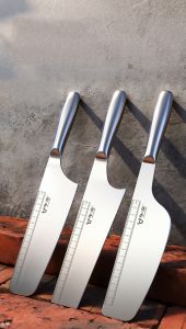 Stainless Steel Bricklayers Knife Tiler Brick Chopper Double Sided Thickened Straight Handle Wall Cutting Masonry Knife