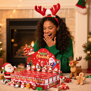 24pcs/box Christmas Blind Box Keychain Set Holiday Character Collection Featuring Santa Snowman & Reindeer Designs