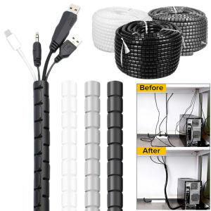 2M Flexible Spiral Cable Organizer Storage Line Protector Computer Wire Winding Protector Office Desk Tidy Cable Accessories