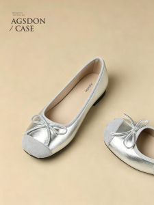 Agsdon | Silver Flat Ballet Mary Jane Shallow Single Shoes Soft Leather Shoe