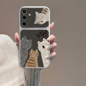 Cute Cats Lanyard Case For Samsung S24 FE S26 Ultra S25 Plus A56 A57 A55 A07 A16 A36 A17 A37 A27 Leather Soft Shockproof Cover