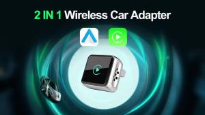 Kowankit 2026 Wireless CarPlay Mini Adapter Android Auto 2 in 1 Wired to Wireless Dongle Plug Play 5G for VW Toyota Nissan Honda