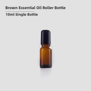 Portable Travel Essential Oil Roller Bottle Empty Brown Glass Ball Bottles for Hair Growth Liquid Perfume Dispenser