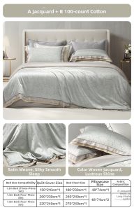 Boyang Home Textile | Luxury Sateen Jacquard Bed Linen Set 100 Thread Count Long Staple Cotton