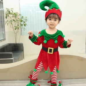 🎄⭐XMAS 2025 [MALAYSIA READY STOCK] Lovely Kids Girl Christmas Costume Elf Costume Green Red Elf Cosplay🎄 儿童圣诞节扮演服装服装绿精灵