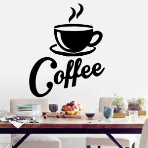 Waterproof Coffee Shop Glass Stickers Wall Decals American Simple Style PVC Material Restaurant Decorations Flat Surface Design