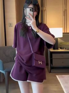 Summer 2025 Fashion Anti-Aging Casual Sports Set Womens round Neck Short Sleeve Loose Slimming Two-Piece Suit