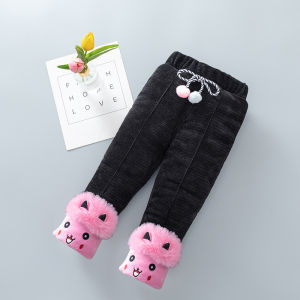 Quần Cotton Dày Lót Lông Cừu Cho Bé Gái Mùa Đông Quần Dài Ngoài Trời Quần Ấm Áp Cho Trẻ Em Quần Cotton Mùa Đông