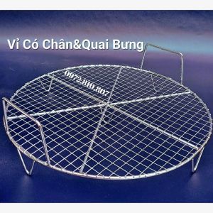 Vỉ inox 304 Nướng/Hấp loại lớn có cả chân đế và quai cầm