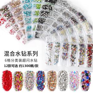 Super Shiny Flat Bottom Water Diamonds Mixed Sizes Half Circle AB Glass Clear Colored Nail DIY Drill Decorations Beauty Tools