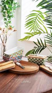 Butter Box Ceramic Thickened Storage Box with Lid Retro Household Kitchen Sealed and Fresh-keeping Cheese Storage Box