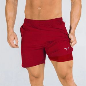 2024 NEW Fitness Men Gyms Shorts Workout Male Breathable 2 In 1 Double-deck Quick Dry Sportswear Jogger Beach Shorts Men